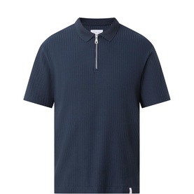 Dobson Logo Tonal Stripe Zip Polo Shirt