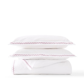 Wave Embroidery Duvet Set Rose Pink