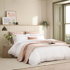 Wave Embroidery Duvet Set Rose Pink