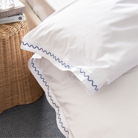 Wave Embroidery Duvet Set China Blue