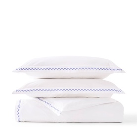 Wave Embroidery Duvet Set China Blue