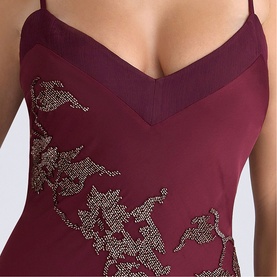 Anastelle Beaded Satin Dress