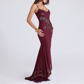 Anastelle Beaded Satin Dress