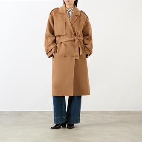 Rickie Maxi Double-Breasted Trench Coat