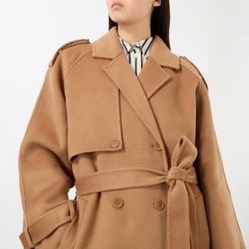 Rickie Maxi Double-Breasted Trench Coat