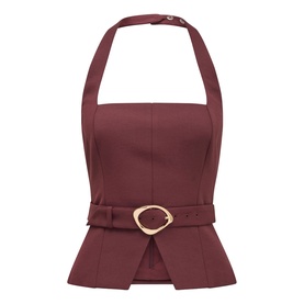 Ellisa Belted Hardware Halter Top