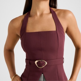 Ellisa Belted Hardware Halter Top
