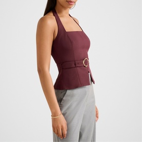 Ellisa Belted Hardware Halter Top