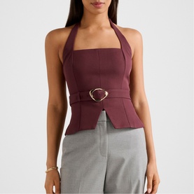 Ellisa Belted Hardware Halter Top