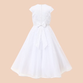 Bow Appliqu&eacute; Embellished Communion Dress