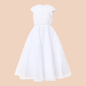 Bow Appliqu&eacute; Embellished Communion Dress