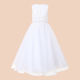 Embellished Belt Communion Dress