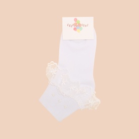 Pearl Embellished Frill Socks