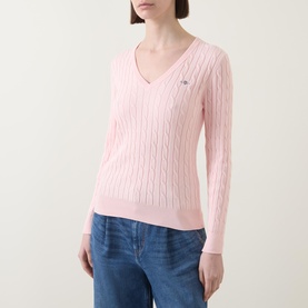 Shield Logo Cable Knit Sweater
