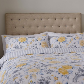 Mandarin Floral Duvet Set Yellow & China Blue