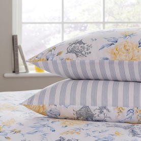 Mandarin Floral Duvet Set Yellow & China Blue