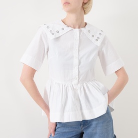 Cyrus Eyelet Peplum Blouse