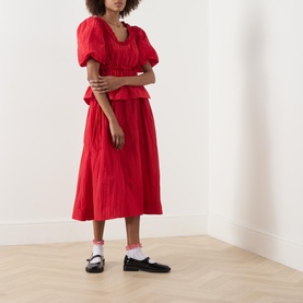 Everly Ruffle Taffeta Blouse