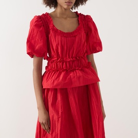 Everly Ruffle Taffeta Blouse