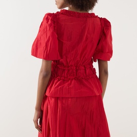 Everly Ruffle Taffeta Blouse