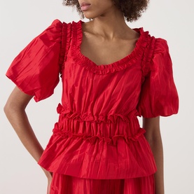 Everly Ruffle Taffeta Blouse