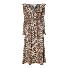 Harper Shirred Leopard Print Dress