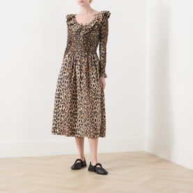 Harper Shirred Leopard Print Dress