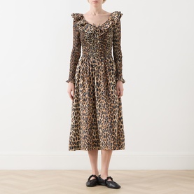 Harper Shirred Leopard Print Dress