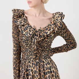 Harper Shirred Leopard Print Dress