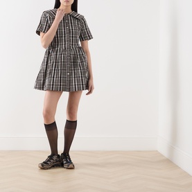 Miley Check Print Mini Shirt Dress