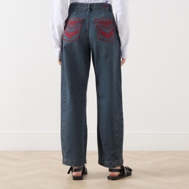 Neve Embroidered Barrel Leg Jeans