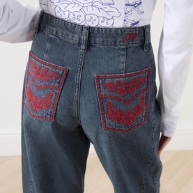 Neve Embroidered Barrel Leg Jeans