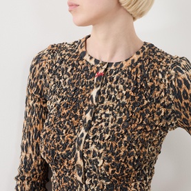 Elliana Smocked Leopard Print Cardigan
