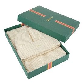 Two-Piece Logo Ribbed Knit Beanie Hat & Scarf Gift Set