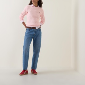 Shield Logo Cable Knit Sweater