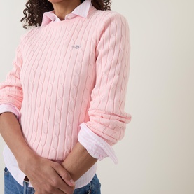 Shield Logo Cable Knit Sweater