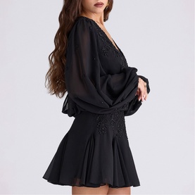 Gianna Beaded Georgette Mini Dress