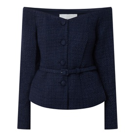 Belted Boucl&eacute; Blouse