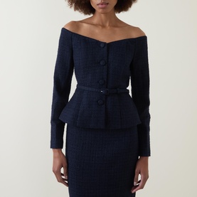 Belted Boucl&eacute; Blouse