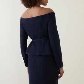 Belted Boucl&eacute; Blouse