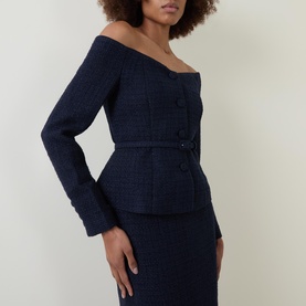 Belted Boucl&eacute; Blouse