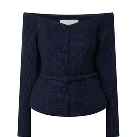 Belted Boucl&eacute; Blouse
