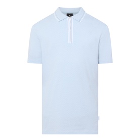 Contrast Trim Zip Polo Shirt