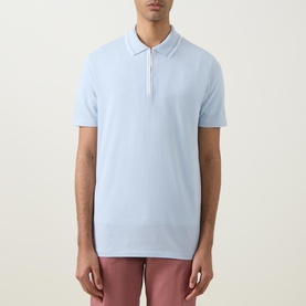 Contrast Trim Zip Polo Shirt