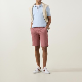 Contrast Trim Zip Polo Shirt