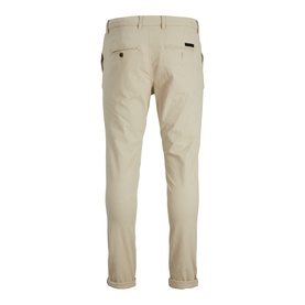 Jack & Jones Dune chino trousers, rear view showing back pockets with black zip detail and tapered leg