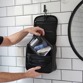 Fluted Black Large Hanging Washbag