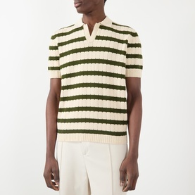 Strine Striped Knitted Polo Sweater