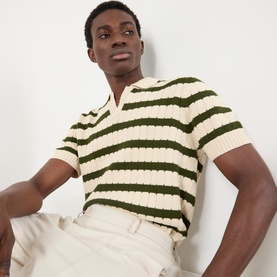Strine Striped Knitted Polo Sweater