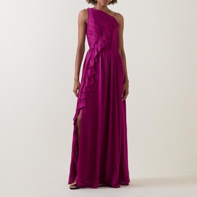 Aisha Pleated Asymmetrical Gown